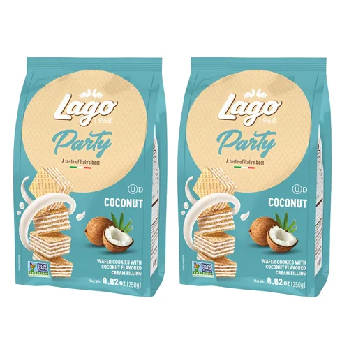 Vista 6 de Gastone Lago Party Wafers, capuchino, 8.82 onzas, galletas italianas de oblea con relleno de crema con sabor a capuchino, verificado sin OMG