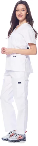 Vista 3 de Dagacci - Ropa quirúrgica para mujer y hombre, conjunto de blusa y pantalón de ropa quirúrgica