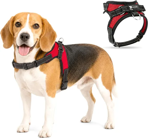 Vista 27 de Arnés ajustable reflectante para perro con asa evita tirones, XXS, Negro