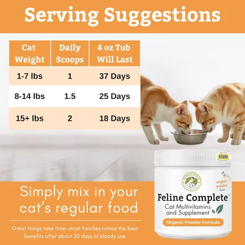 Vista 7 de Wholistic Pet Organics Feline Complete Organic Pumpkin - 4 onzas - Multivitamínico y probiótico en polvo para gatos - Alimento natural para gatos
