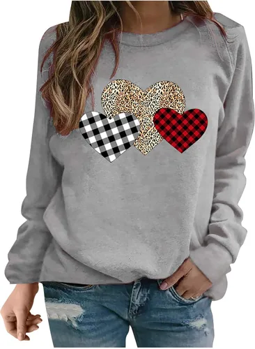 Vista 94 de Sudadera de manga larga con estampado de leopardo y corazón para mujer, para el día de San Valentín, sin botones, para niñas, regalos