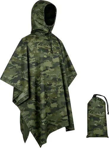 Vista 15 de Poncho de lluvia de camuflaje, abrigo impermeable multiusos