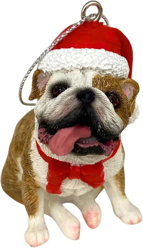 Vista 8 de Yuletide Designs Figura de perro adornos de Navidad con sombreros de Papá Noel