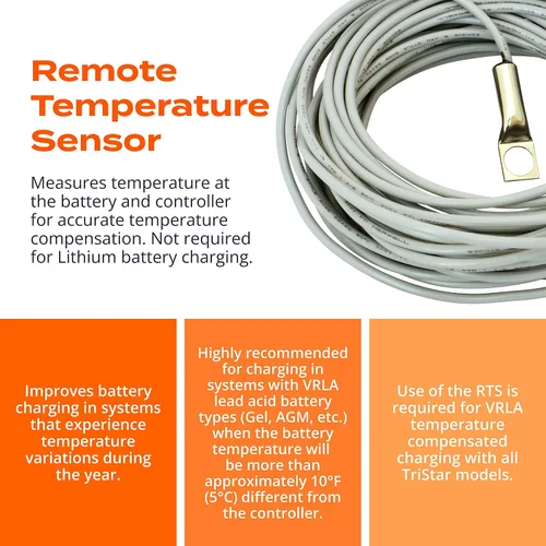 Vista 2 de Morningstar Tristar 45A PWM Controlador de carga solar 12V/24V/48V Baterías con sensor de temperatura remoto