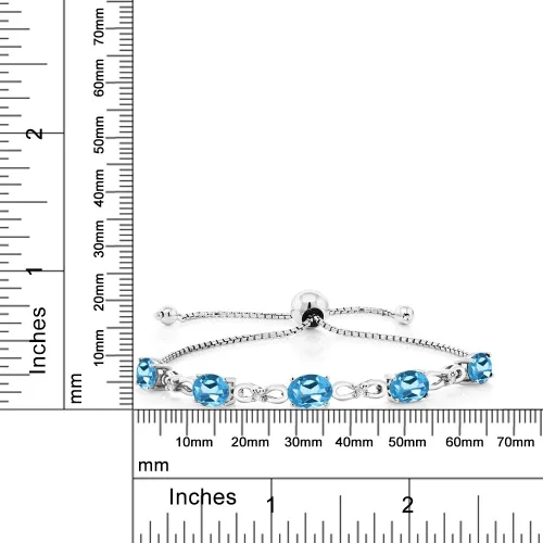 Vista 105 de Gem Stone King Pulsera de tenis de diamantes cultivados en laboratorio con piedra natal de 3-6 quilates para mujer, plata de ley 925, ovalada