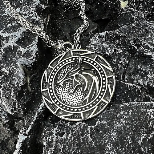 Vista 6 de FANCY-J Collar de talismán de lobo vikingo Fenrir cadena de acero inoxidable para hombre, joyería vintage para hombre, colgante de amuleto vikingo