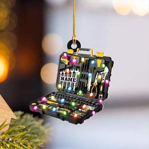 Vista 4 de Podagree - Adorno personalizado para electricista, bolsa de herramientas para electricista, adorno de Navidad, regalo de electricista, adorno de Elt1