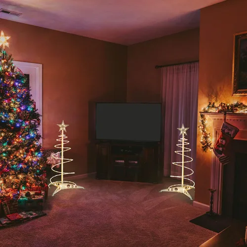 Vista 9 de Yescom Munchkin - Luz LED en espiral para árbol de 2 pies, 79 luces LED, batería para interiores, exteriores, camino, fiesta, fiesta, decoración