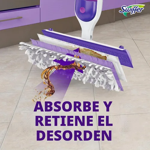 Vista 7 de Swiffer PowerMop - Recambios de almohadilla de trapeador multisuperficie para limpieza de pisos, 11 unidades, color blanco/morado