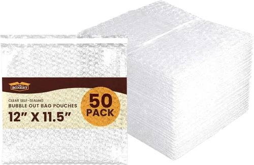 Vista 8 de The Boxery Bolsas de burbujas autoadhesivas transparentes de 3 x 5 pulgadas, paquete de 50