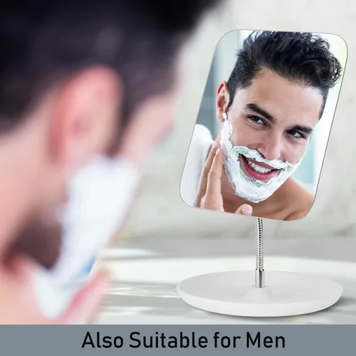 Vista 7 de LFOYOU Espejo de tocador de mesa con soporte, espejo de maquillaje para escritorio, cuello de cisne flexible ajustable, rotación de 360°, plegable