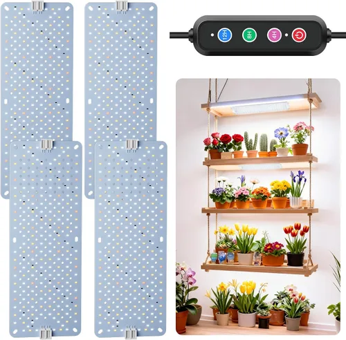 Vista 10 de Luces de Crecimiento de Panel Ultrafino de Espectro Completo de 24W, 384 LEDs Luz de Crecimiento de Plantas para Plantas de Interior con Función