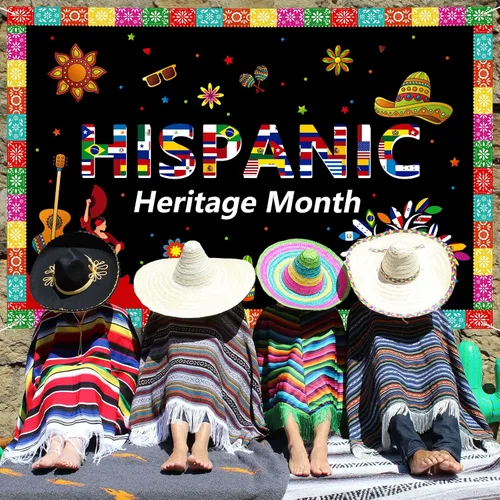 Vista 7 de Cartel extra grande del mes de la herencia hispana de 72 x 48 pulgadas, decoración de celebración de países hispanohablantes latinoamericanos