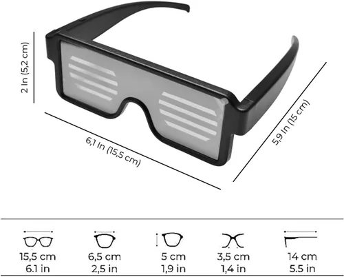 Vista 13 de Gafas LED: gafas de sol iluminadas con batería de larga duración, neón, 11 patrones