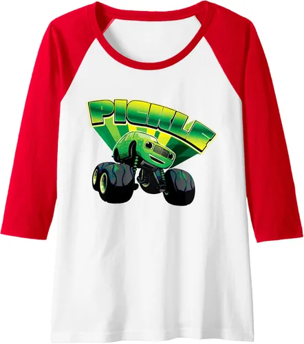 Vista 11 de Blaze and the Monster Machines Camiseta de béisbol raglán Pickle Badge, Negro, S