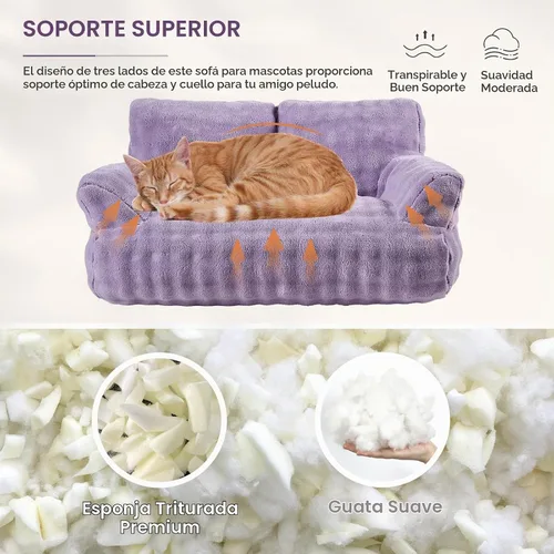 Vista 4 de Sofá cama para gatos, bonito sofá para mascotas para gatos de Púrpura (Dusty Purple)