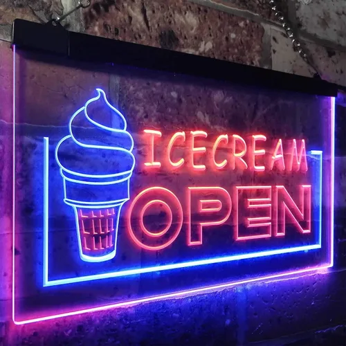 Vista 3 de ADVPRO Ice Cream Open Shop Dual Color LED Neon Sign Blue & Red 12" x 8.5" st6s32-m0079-br
