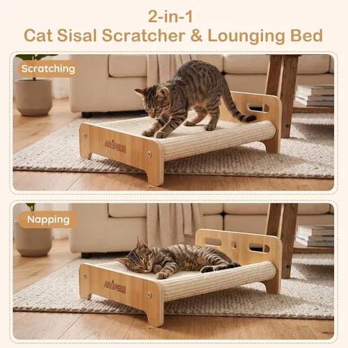 Vista 6 de Large Sisal Cat Scratcher Bed, Cat Scratching Lounge for Indoor Cats