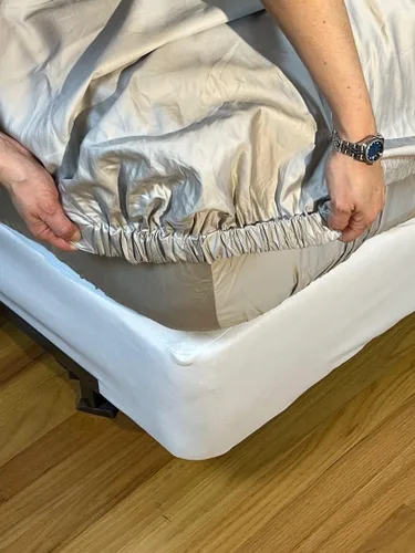 Vista 12 de Effortless Bedding - Sábana bajera semiajustable patentada, 100% algodón egipcio Giza, algodón de fibra extra larga (ELS), tejido satinado de 500