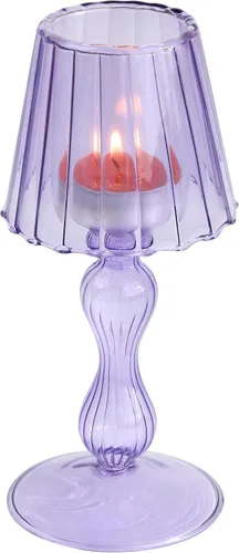 Vista 9 de Gurfuy Candelabro de cristal con forma de lámpara de escritorio – Candelabro de cristal de huracán decorativo para mesa, boda, comedor, centros