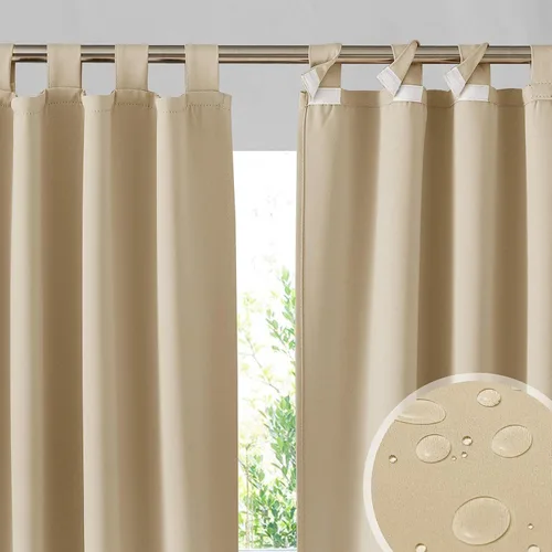 Vista 24 de RYB HOME Cortinas para Exteriores para Patio - 2 Paneles Cortinas para Exteriores Desmontables con Parte Superior Adhesiva Impermeables Opacas