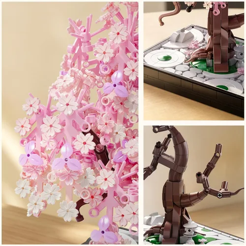 Vista 3 de Wise Block - Juego de construcción de árbol bonsái de flor de cerezo