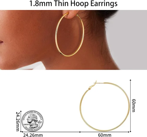Vista 7 de Gacimy Gold Hoop Earrings for Women 14K Gold Plated, 925 Sterling Silver Post Hypoallergenic Earrings Hoops for Women