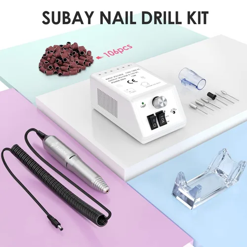 Vista 7 de SUBAY Kit Profesional de Esculpido de Uñas Eléctrico para Dedos y Pies, Lima Eléctrica para Manicura y Pedicura con 1 Paquete de Bandas de Lijado