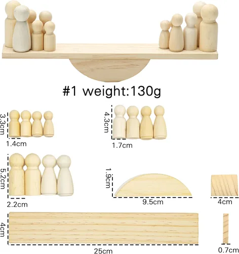 Vista 2 de Juguetes de madera para bebés, juguetes de conteo de equilibrio, juegos de matemáticas, muñecas de madera sin terminar, aprendizaje preescolar