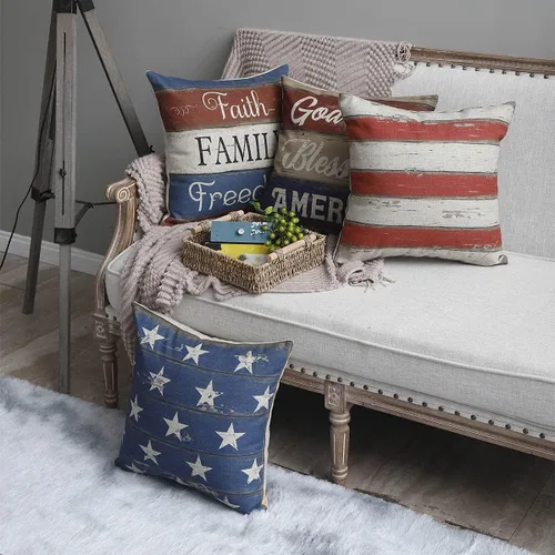 Vista 2 de Fundas de almohada cuadradas decorativas para sofá, dormitorio, sofá de automóvil, 18 x 18 pulgadas, decoración del 4 de julio de God Bless America