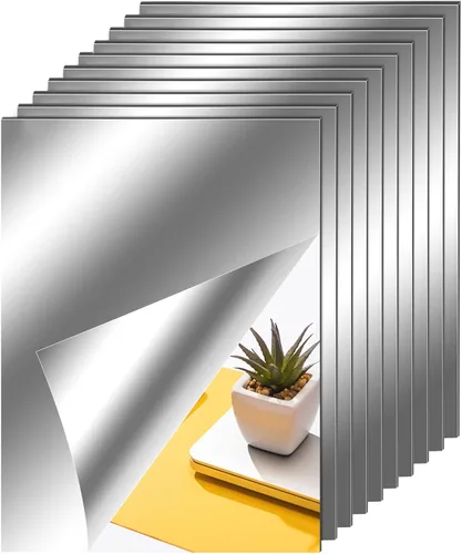 Vista 20 de Zonon Hojas de espejo flexibles autoadhesivas, no de vidrio, azulejos adhesivos para decoración de pared del hogar (20 piezas, 6 x 9 pulgadas)