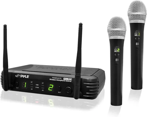 Vista 4 de PylePro PDWM3375 Premier Series sistema de sonido de dos canales con 2 micrófonos UHF inalámbricos y frecuencia seleccionable