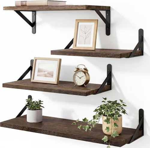 Vista 10 de YGEOMER Estantes flotantes para pared, estantes de pared negros de diferentes tamaños para sala de estar, baño, dormitorio, cocina, decoración