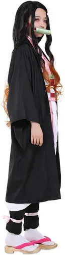Vista 3 de miccostumes Kimono de frijoles rojos de anime para mujer, disfraz de cosplay con decoración de bambú