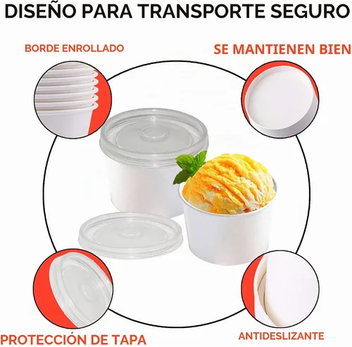 Vista 3 de Recipientes de sopa de papel de 12oz con tapas, cuencos de sopa desechables con tapas, 50