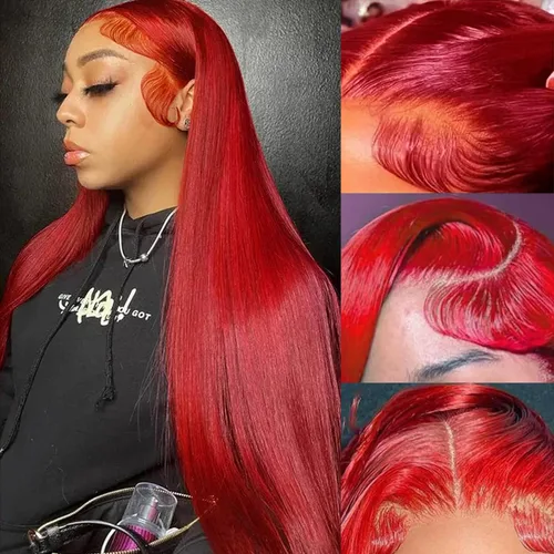 Vista 10 de PANDA ANGEL Peluca de encaje frontal de jengibre de cabello humano 13x4 lacio, naranja jengibre, frontal de encaje HD transparente sin pegamento