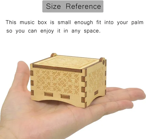 Vista 2 de Sooharic Amazing Grace - Caja de música, mecanismo de enrollamiento, regalos/colecciones únicas, caja musical tallada antigua para manualidades