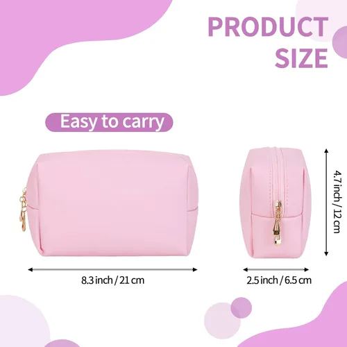 Vista 3 de HAOGUAGUA Bolsa de maquillaje para mujer, organizador impermeable de viaje, organizador de cosméticos para mujeres, tamaño mediano (rosa)