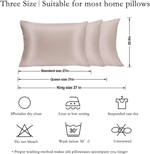 Vista 5 de JOGJUE Funda de almohada de seda para el pelo y la piel, 2 unidades, 100% seda de mora, funda de almohada hipoalergénica, suave, transpirable, ambos