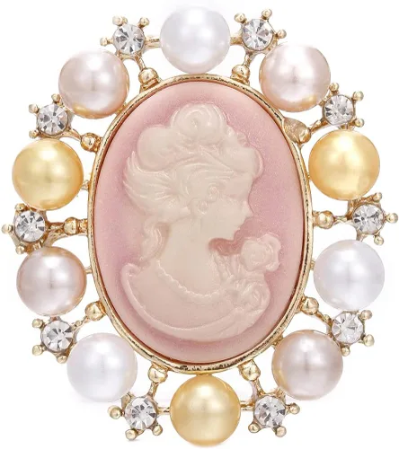 Vista 24 de LUREME Vintage Elegante Dama Victoriana Belleza Cameo con Broche de Cristal Pin (br000017)