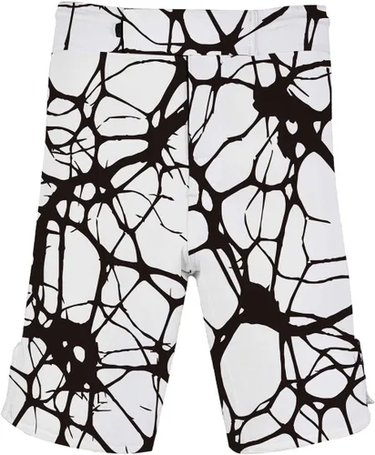 Vista 14 de O2TEE Pantalones cortos de lucha MMA para hombre, serie Roar, BJJ, No Gi, Grappling, Jiu Jitsu Onda abstracta