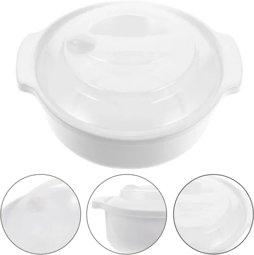 Vista 6 de Cuenco de vapor para microondas de 7.08 x 6.29 x 3.14 pulgadas, cuenco de cocina de plástico resistente al calor con asa lateral, recipiente