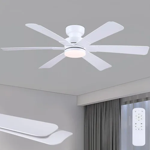 Vista 25 de Asyko Ventiladores de Techo con Luces, Ventilador de Techo de Perfil Bajo de 46" con Luz y Control Remoto, Montaje al Ras, Reversible, Regulable
