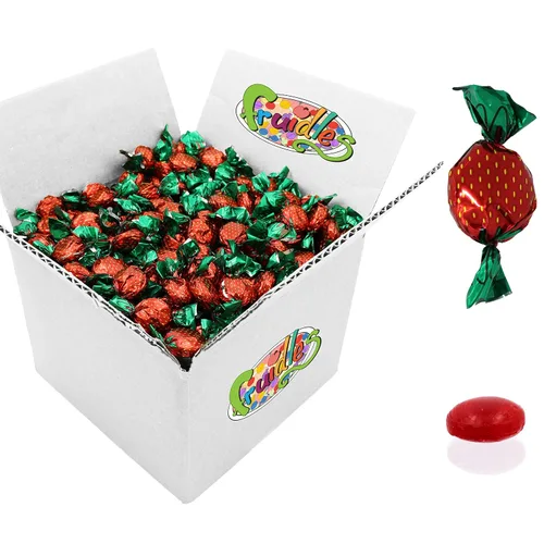 Vista 5 de The Dreidel Company Caramelos Bon Bons con sabor rellenos de fresa, envueltos individualmente en diseño de envoltura de fresa