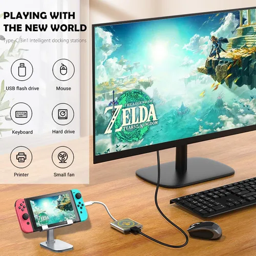 Vista 4 de Switch Docking Station for Nintendo Switch,Portable Switch Dock with HDMI TV USB 3.0 Port and USB C for with Nintendo Switch OLEDSteam DeckMacBook