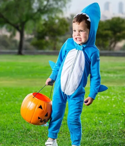 Vista 4 de Tipsy Elves Lindo mono de tiburón para bebé con capucha para bebés y niños pequeños, talla unisex