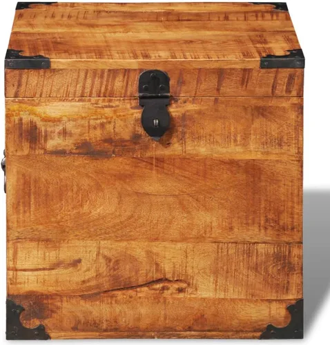 Vista 6 de Cofre de almacenamiento cúbico,Caja de herramientas de madera,Cofre del tesoro grande, Caja de herramientas de madera,Puramente hecho a mano,Madera