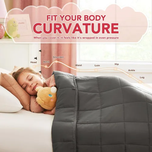 Vista 3 de CuteKing Manta pesada (2 libras, 36 x 48 pulgadas, gris) manta pesada para 40-60 libras, manta pesada para refrigeración y calefacción con cuentas