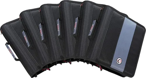 Vista 12 de Case-It - Clásica carpeta con cremallera, con argollas de 2 pulgadas, múltiples bolsillos, capacidad para 800 hojas, correa de hombro - Negro Un