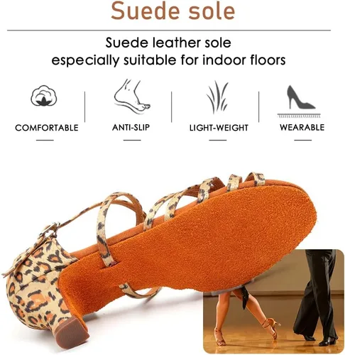 Vista 4 de Zapatos profesionales de baile latino para mujer, puntera abierta, salsa, práctica, danza, rendimiento